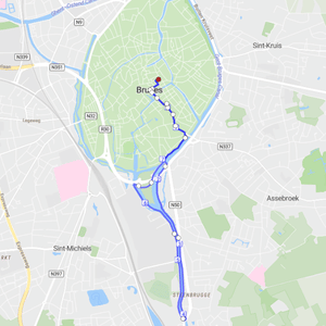 Running route to Steenbrugge and back