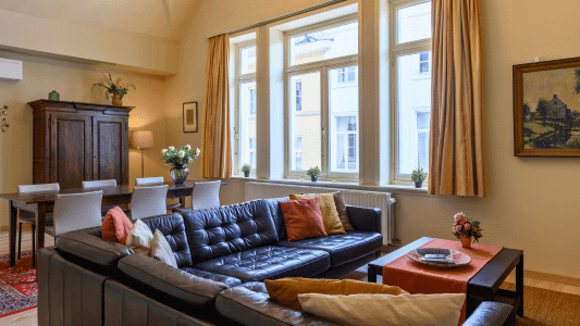 Living room apartment holiday rental Bruges